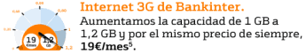 Bankinter Internet 3G sube hasta 1,2 GB
